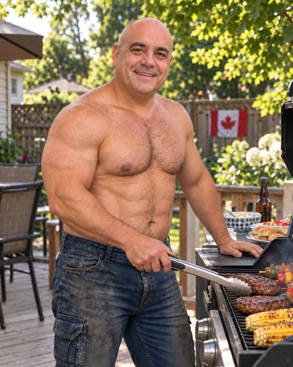 August — The BBQ King — Hell of a Guy 2027 calendar photo (staged example)
