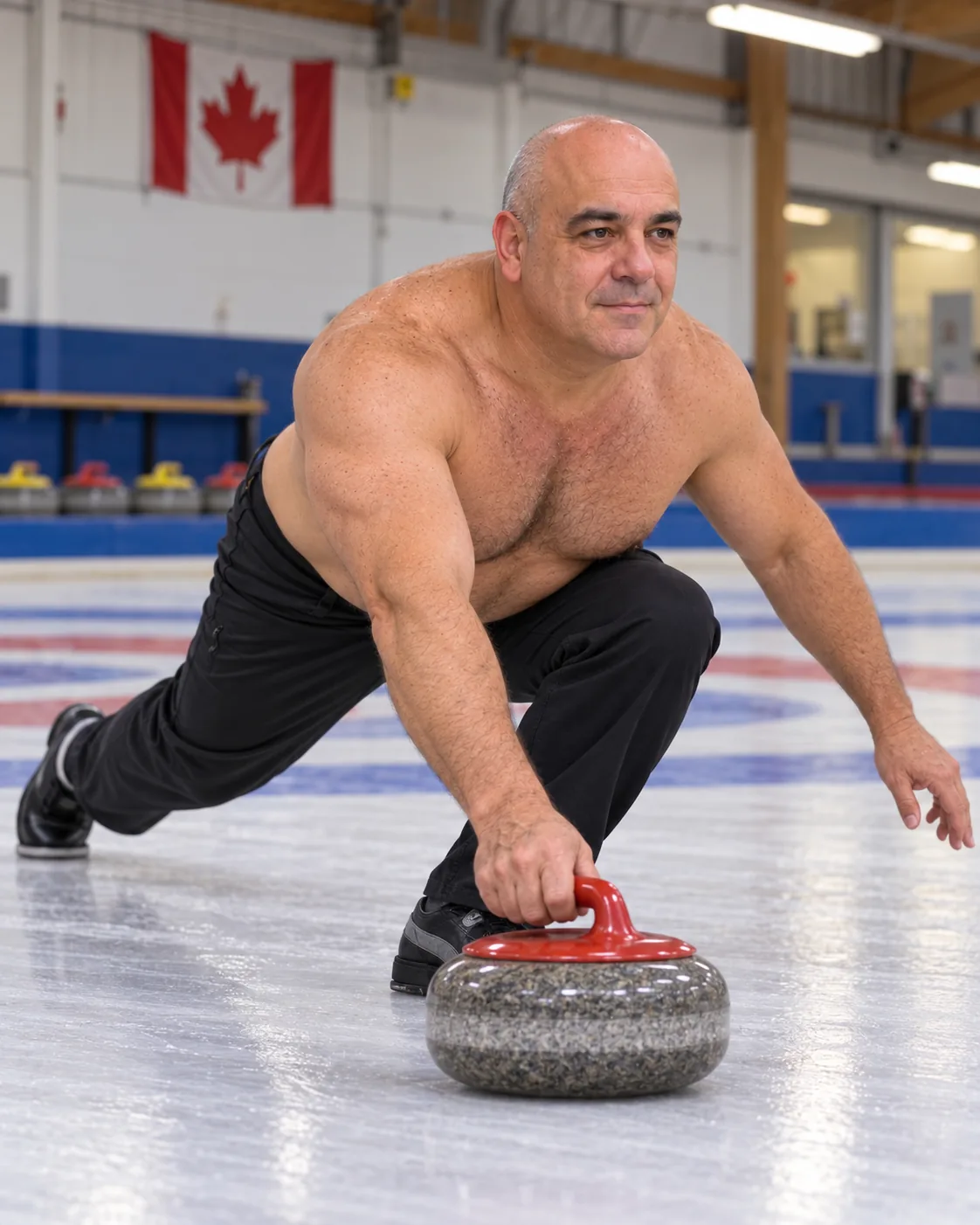 November — The Curling Champ — Hell of a Guy 2027 calendar photo (staged example)
